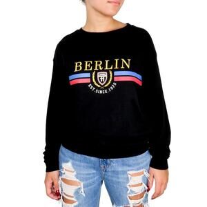 H&M Black Berlin Pullover Crewneck Graphic Sweatshirt Small